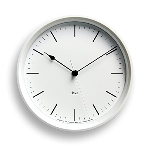 Lemnos RIKI STEEL CLOCK 電波時計 ホワイト WR08-24 WH(中古品)