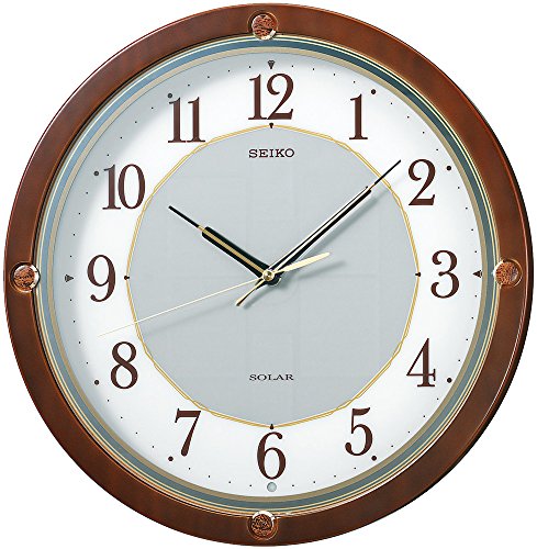 セイコー クロック 掛け時計 SOLAR+ ソーラープラス 電波 アナログ 木枠 茶(中古品)の通販は 33,397円