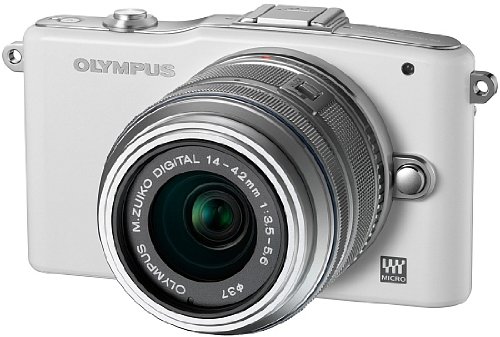 OLYMPUS ミラーレス一眼 PEN mini E-PM1 レンズキット ホワイト E-PM1 LKIT(中古品)