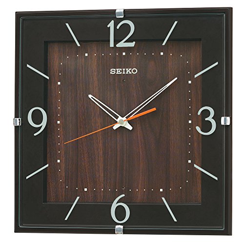 セイコー クロック 掛け時計 電波 アナログ 四角型 濃茶 KX398B SEIKO(未使用の新古品)