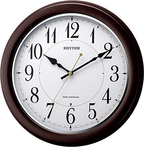 リズム時計 掛け時計 電波 アナログ フィットウェーブコート 連続秒針 木  (未使用の新古品)