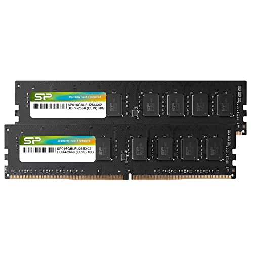 シリコンパワー デスクトップPC用メモリ DDR4-2666(PC4-21300) 16GB×2枚 288Pin 1.2V CL19 SP032GBLFU266X22(サイズ: 16GBx2枚)