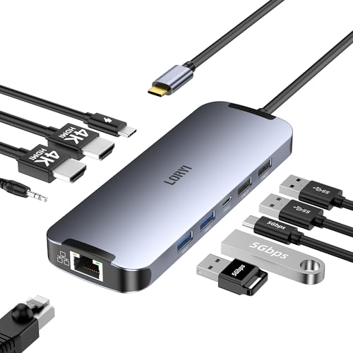 Loryi 10-in-1 USB-C ドッキングステーション デュアル 4K HDMI PD100W 対応 6,450円