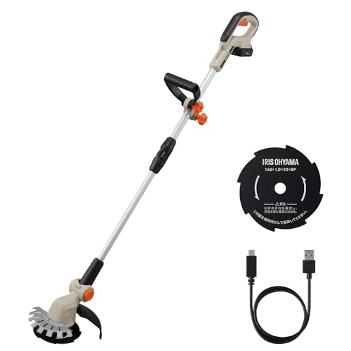 アイリスオーヤマ 充電草刈機 160mm 10.8V 金属刃 軽量 2.0kg Type-C充電式 バッテリー付属 充電式グラストリマー JGT16010TC サンドベージュ(サイズ: 連続使用時間20分) 10,164円