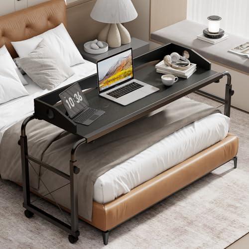 BESSTER オーバーベッドテーブル キャスター付き 木目調 高さ調整69.5-88.5cm 長さ137.5-218cm伸縮可能 おしゃれ 介護テーブル 昇降 カフェテーブル ソファサイド コード用の穴 自宅/病院用/プレゼ... 10,025円