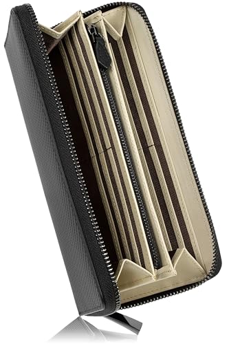 [ブランゼ] 財布 メンズ 長財布 イタリアン カーボンレザー YKK製 ラウンドファスナー セパレート型 小銭入れ （クリームブラウン）（サイズ: 9.8cm x 20.5cm x 2.7cm） 8,542円