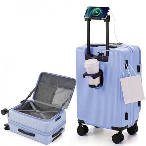 [RIMUKE] スーツケース 機内持ち込み キャリーケース 多機能 片開き 拡張機能付き キャリーバッグ フロントオープン USBポート付き カップホルダー付き 隠しフック機能 超軽量 耐衝撃 静音 36...