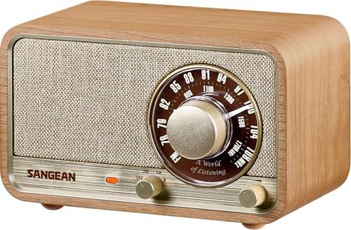 【国内正規品】Sangean WR-8J ウッドキャビネット搭載AM/FMラジオ・Bluetoothスピーカー、大型2インチスピーカー、充電式バッテリー、バックライト、LEDインジケーター、USB-Cポート搭載 (ナチュ...