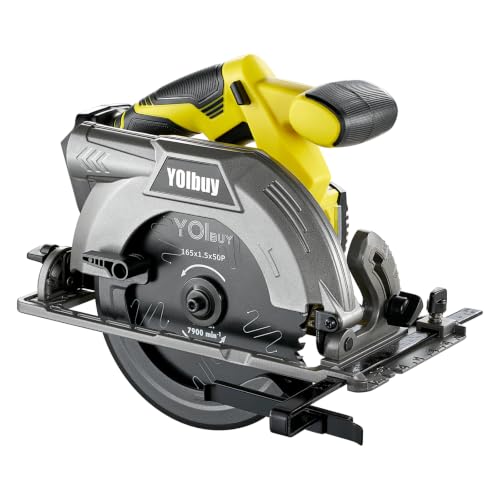 YOIbuy PRO 18V 充電式 165mm 丸のこ 高速ブラシレスモータ搭載 ブレーキ付き 高精度 アルミベース 平行度調整可能 集塵ノズルあり マキタ 互換 コードレス 丸ノコ 軽量 国内正規品 本体のみ(バ...