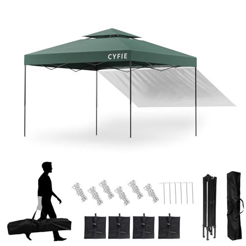 CYFIE タープテント ワンタッチ 3mx3m サイドシート1枚付き (グリーン 3x3m)
