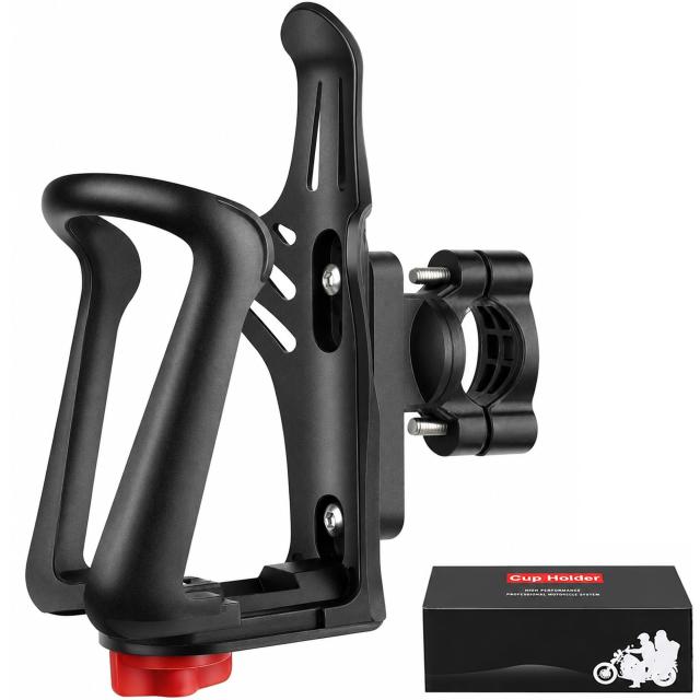 バイク ドリンクホルダー 自転車 ボトルホルダー 360度回転 バイク用ペットボトルホルダー フレーム/ハンドル/バー対応 ブラック(カラー