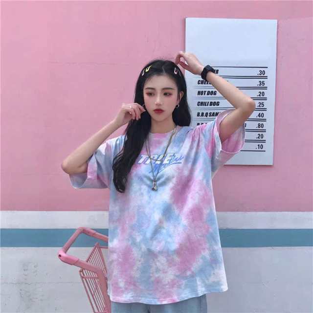 Tシャツ レディース タイダイ柄 半袖 夏 ゆるい トップス 韓国ファッション 原宿系 Bf風 ヒップホップ ダンス ストリート風 カジュアルの通販はau Pay マーケット Shipshop