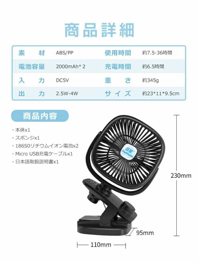 クリップ式 卓上扇風機 USB扇風機 自動首振り 強力 ハンディファン 静音 小型 ベビーカー ペットカート 携帯扇風機 車載 車用 リビング  の通販はau PAY マーケット - Apollo shop