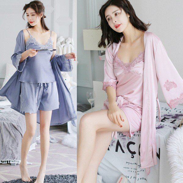 ネグリジェ レディース 前開き ロング ルームウェア 姫 セクシー 絹 パジャマ 春夏 シルク風 パジャマ 3点セット レース 可愛い 冷房の通販はau Pay マーケット Dream Of Love