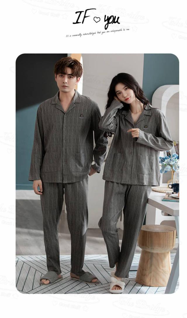 パジャマ ルームウェア 秋冬 ペアルック カップル 部屋着 レディース メンズ 普段着 コットン 上下セット カップル 長袖 綿 前開き ストライプ ユニセックス カップルパジャマ カジュアル お揃い プレゼント 春 秋 パンツ ペアルックパジャマ 夫婦 結婚祝い