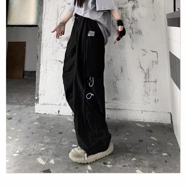 カーゴパンツ レディース メンズ ワイドパンツ 衣装 ダンス 個性 白 黒 ロング丈 無地 3way サイドジップアップの通販はau Pay マーケット Shipshop