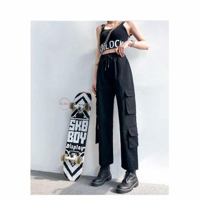 カーゴパンツ レディース 夏 ワイドパンツ ウエストゴム パンツ カジュアル ダンス ヒップポップ 裾紐 衣装の通販はau Pay マーケット Shipshop