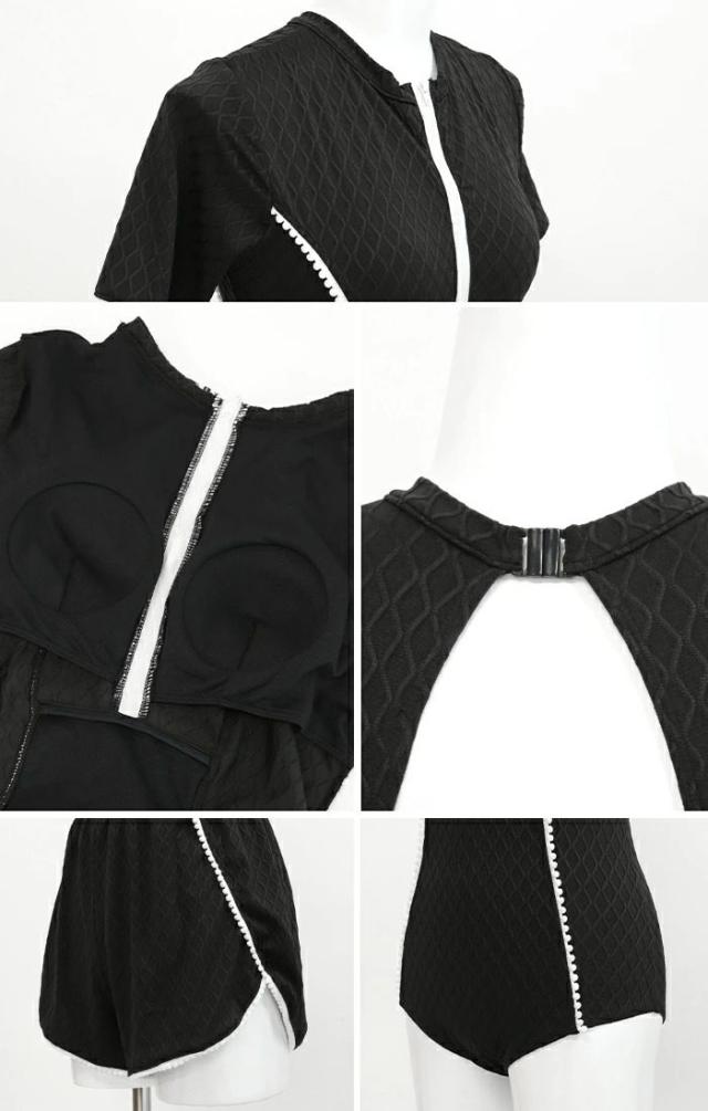 水着 レディース フィットネス 体型カバー 半袖 ワンピース ショート