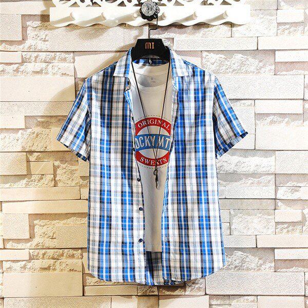 シャツ 半袖 メンズ 格子柄 ワイシャツ カジュアルシャツ チェックシャツ 折襟 アメカジ カッターシャツ カッコイイ トップスの通販はau Pay マーケット Sunflower