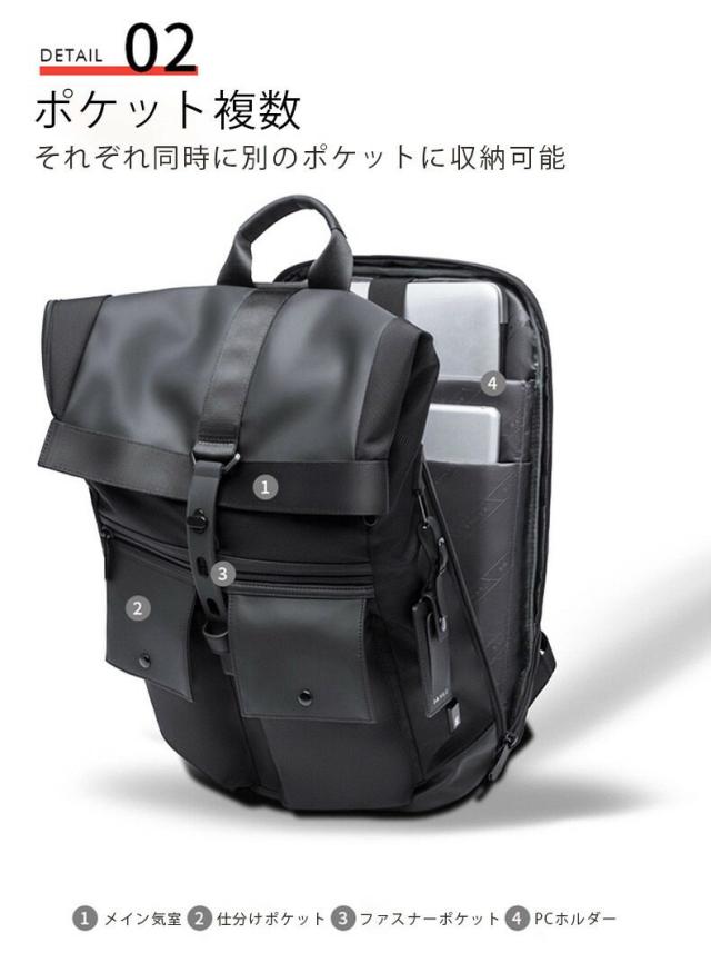 リュック メンズ リュック 大容量 手提げ リュック 通学 リュックサック 防水 PCリュック ビジネスリュック バックパック PC収納 USB充電ポート 多機能 撥水加工 通勤 出張 通学 旅行 おしゃれ 耐傷付き ビジネス_3