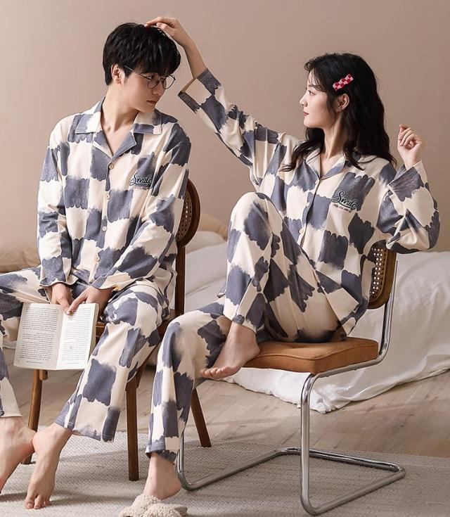 ペアパジャマ 秋 カップル ルームウェア ペア セット 結婚祝い プレゼント 韓国風 パジャマ ペア 綿 チェック柄 お揃い 部屋着 恋人 夫婦 記念日 ギフト ペアパジャマ 秋 カップル ルームウェア ペア セット 結婚祝い