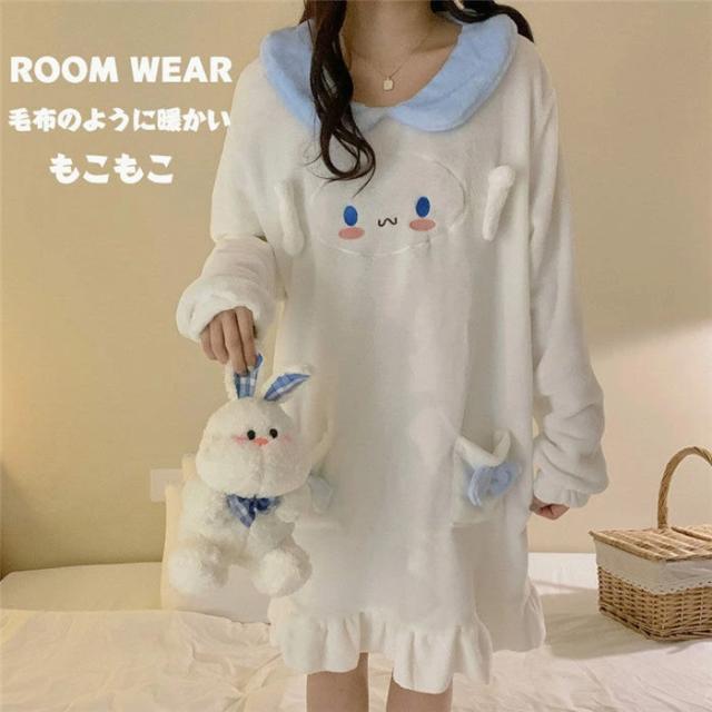 レディース ワンピース 春秋冬 ルームウェア レディース パジャマ 長袖 ネグリジェ ワンピース ワンピ かわいい もこもこ 姫 ピンク ゆったり おうち時間 オシャレ ガーリー 秋 冬 部屋着 着る毛布 プレゼントの通販は