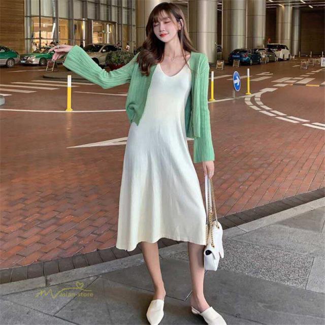 セットアップ 妊婦服 レディース ニット ショート丈 長袖コート トップス 授乳服 キャミ ロングワンピース シンプル マタニティウェア 産の通販はau Pay マーケット Dream Of Love