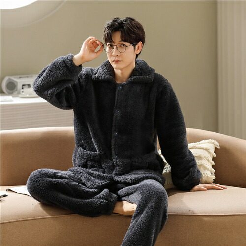 ペア パジャマ 冬 もこもこ カップル ペア ルームウェア セット 前開き