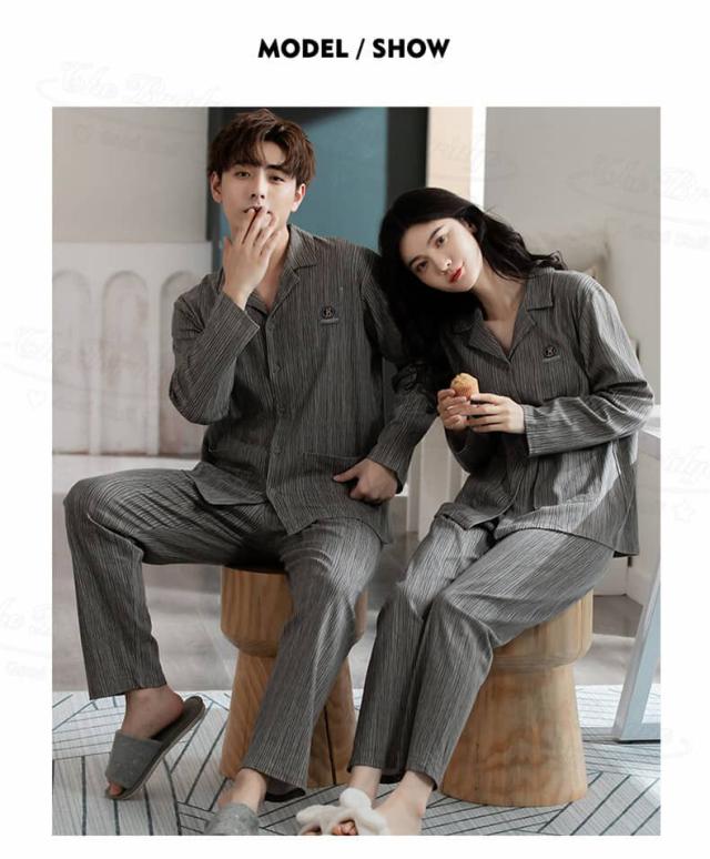 パジャマ ルームウェア 秋冬 ペアルック カップル 部屋着 レディース メンズ 普段着 コットン 上下セット カップル 長袖 綿 前開き ストライプ ユニセックス カップルパジャマ カジュアル お揃い プレゼント 春 秋 パンツ ペアルックパジャマ 夫婦 結婚祝い