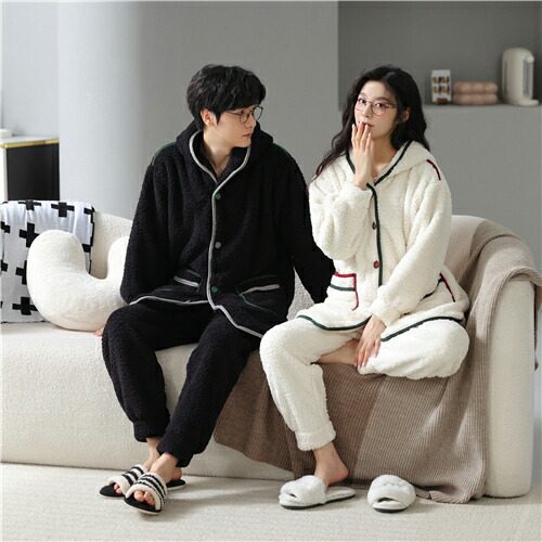 ペア パジャマ 冬 もこもこ カップル ペア ルームウェア セット 前開き 長袖 ペアパジャマ モコモコ メンズ ペアパジャマ カップル 秋冬 結婚祝い プレゼント ペアパジャマ カップル 冬 カップル お揃い プレゼント ギフト カップル ペア ルームウェア