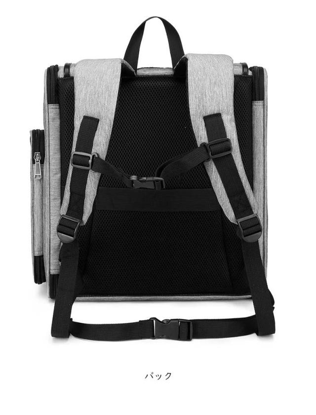 猫 小型犬 ペットキャリーバッグ リュックサック キャリーバッグ マット付 折りたたみ 通気性抜群 手提げ お出かけ おしゃれ 2way 安全ロープ付 2匹収納 ペット用リュック 防災 病院 アウトドア アイリスオーヤマ 多頭飼い 避難_16