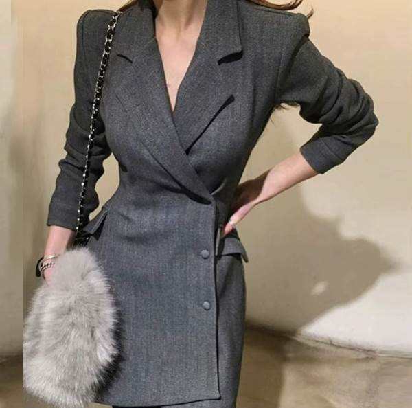 ワンピース タイトワンピース ミニワンピース スーツ 袖あり 長袖 襟