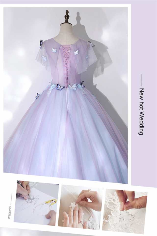 新作 カラードレス ロングドレス パニエ付き プリンセス マキシ丈