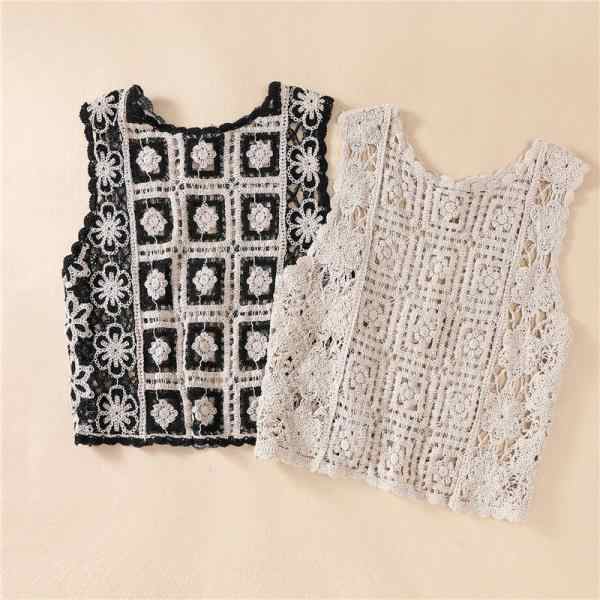 ニットベスト レディース 夏服 袖なし カジュアル プルオーバー ノースリーブ トップス ファッション 花柄 刺繍 レース クロシェ編み 通学 ニットベスト レディース 夏服 袖なし カジュアル プルオーバー