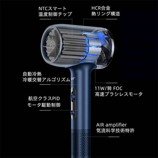 ドライヤー 大風量 4億マイナスイオン 冷熱風 25M/S 超軽量 3段階風速 温度調整 低騒音 速乾 ヘアドライヤー 高速ドライヤー