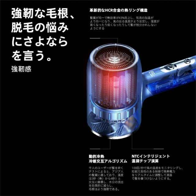 ドライヤー 大風量 4億マイナスイオン 冷熱風 25M/S 超軽量 3段階風速 温度調整 低騒音 速乾 ヘアドライヤー 高速ドライヤー