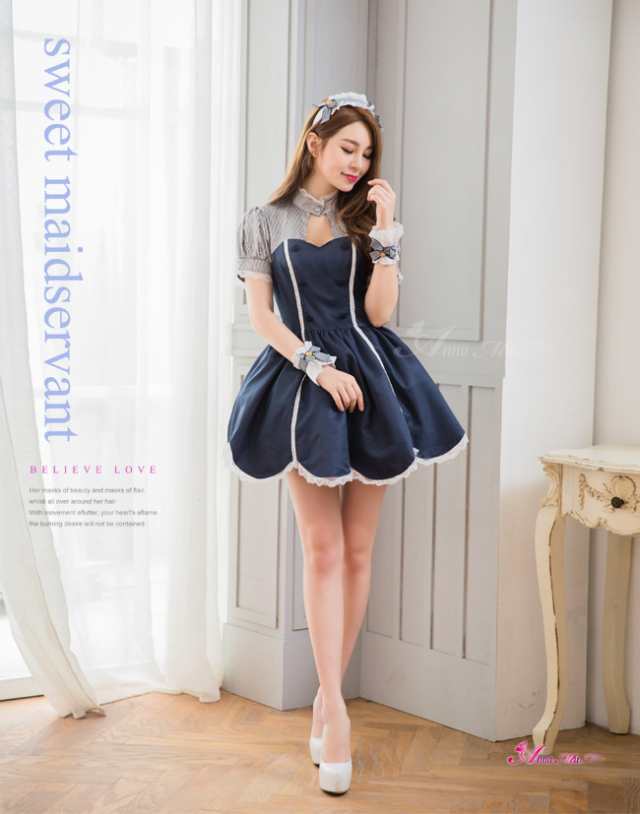 メイド コスプレ メイド服 3点セット ワンピース ウエイトレス