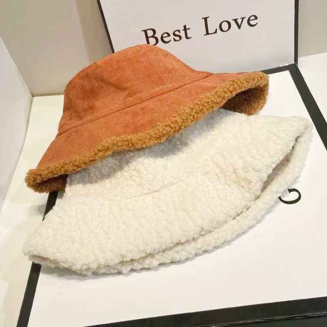 帽子 バケットハット つば広帽子 レディース リバーシブル もこもこ
