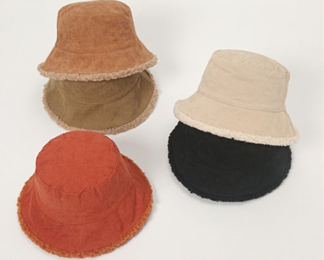帽子 バケットハット つば広帽子 レディース リバーシブル もこもこ