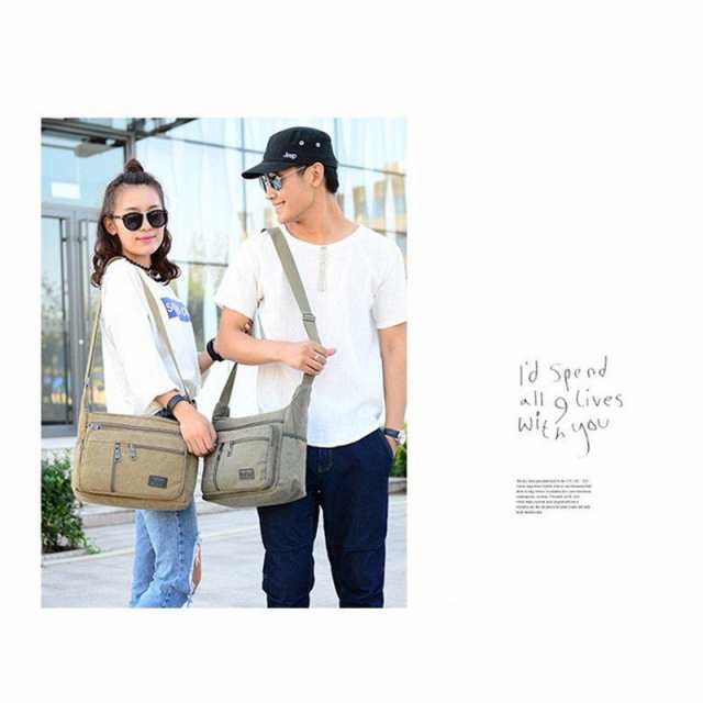 ショルダーバッグ メンズ キャンバス 大容量 ファスナー付き 小物入れ 便利 ストラップ調整可 かっこいい おしゃれ 軽い コンパクト ショルダーバッグ メンズ キャンバス 大容量 ファスナー付き 小物入れ