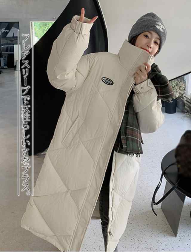 ダウンコート レディース ロング ダウンジャケット フレア袖 大人