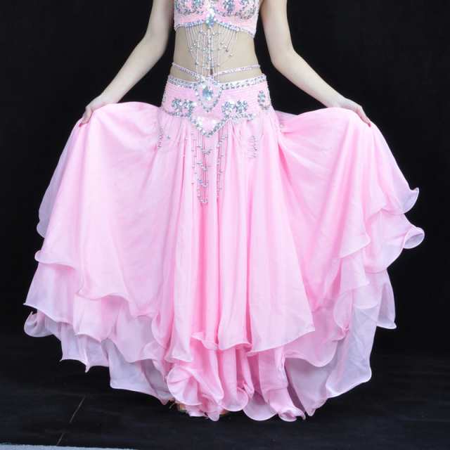 ベリーダンス 衣装 ロングスカート 広がる ボリューム シフォン