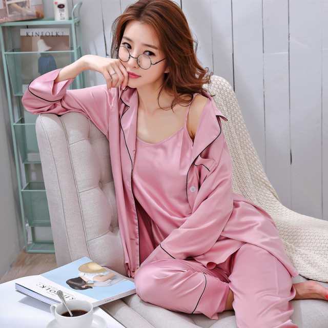 19匁サテンシルク100%絹 美肌保湿　長袖パジャマ　上下セット　XL ピンク 19匁サテンシルク100%絹 美肌保湿 長袖パジャマ 上下セット XL