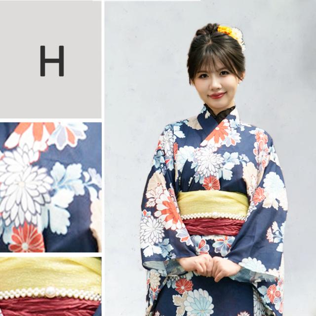 浴衣 セット レディース 夏用 大人/花 浴衣 作り帯 2点セット F 花柄