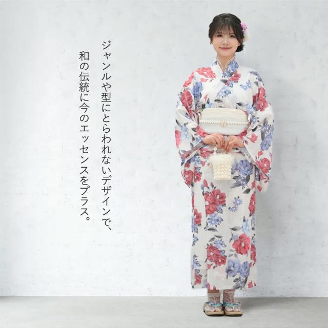 浴衣 セット レディース 夏用 大人/花 浴衣 作り帯 2点セット F 花柄
