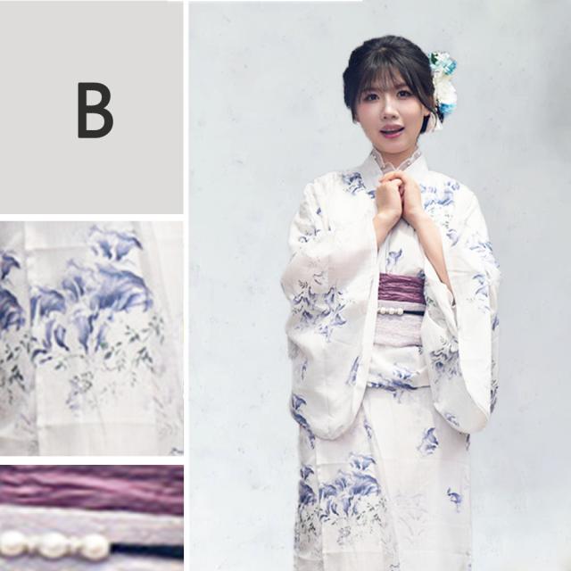 浴衣 セット レディース 夏用 大人/花 浴衣 作り帯 2点セット F 花柄