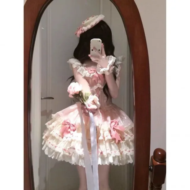 ロリータ 甘美かわいいロリータロリータドレス新作ファッションおしゃれフリルケーキスカート