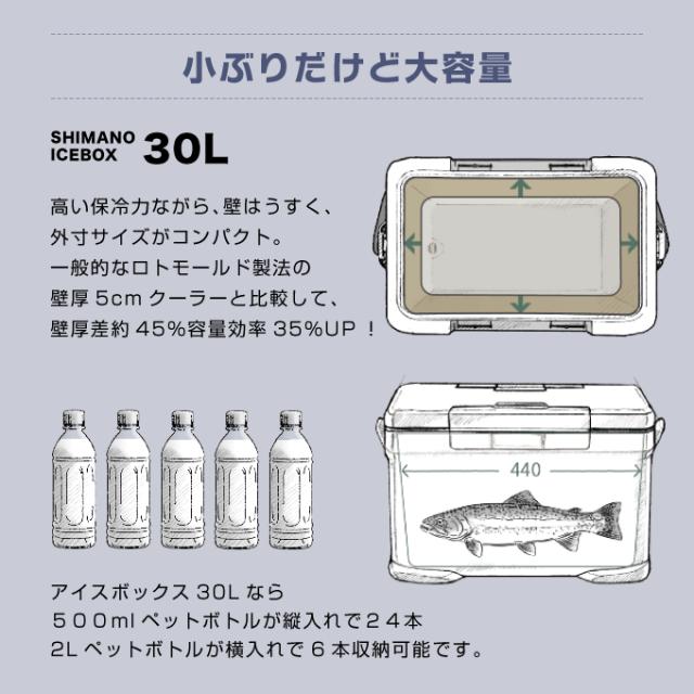 シマノ アイスボックス 30L EL アイスボックスEL ICEBOX EL 30L NX-230V チャコール 01 SHIMANO キャンプ用 クーラーボックス 30L_5