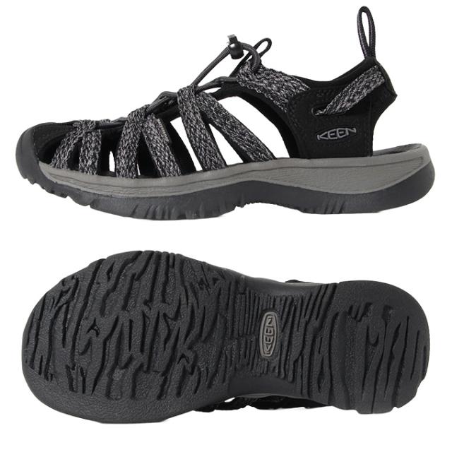 キーン KEEN サンダル レディース ウイスパー 1028815 BK/ST 正規品　カジュアルサンダル アウトドアサンダル スポーツサンダル黒色