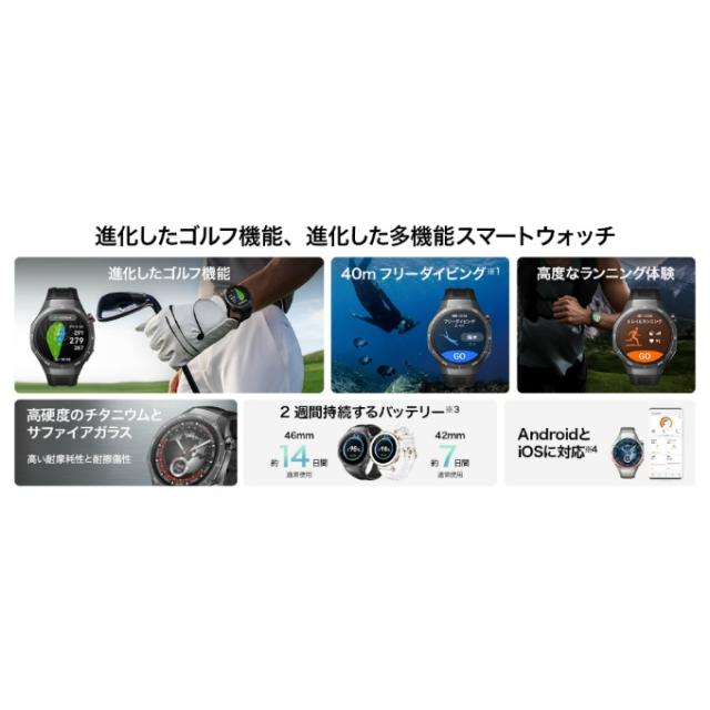 ファーウェイ(HUAWEI) ゴルフ 計測器 HUAWEI WATCH GT 5 Pro 46mm ブラック VLI-B29-BK_9